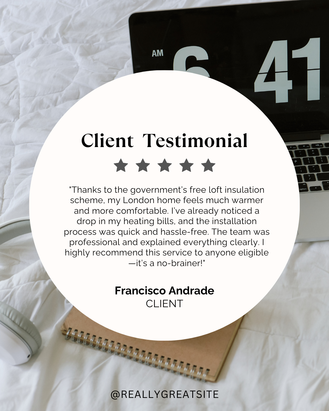 Black and White Classic Neutral Testimonial Social Media Post
